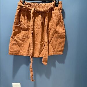 Rust Orange Tie-Waist Skirt